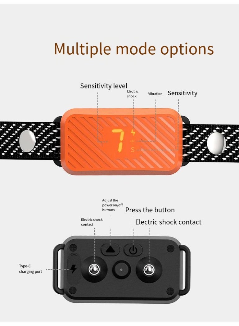general Dog Bark Collar for Large Medium Small Dogs, Effective No-Bark Collar, Smart Barking Collar, Rechargeable Bark Collar with 7-Level Sensitivity, 3 Beep & Vibration Modes, Waterproof, Orange - Image 2