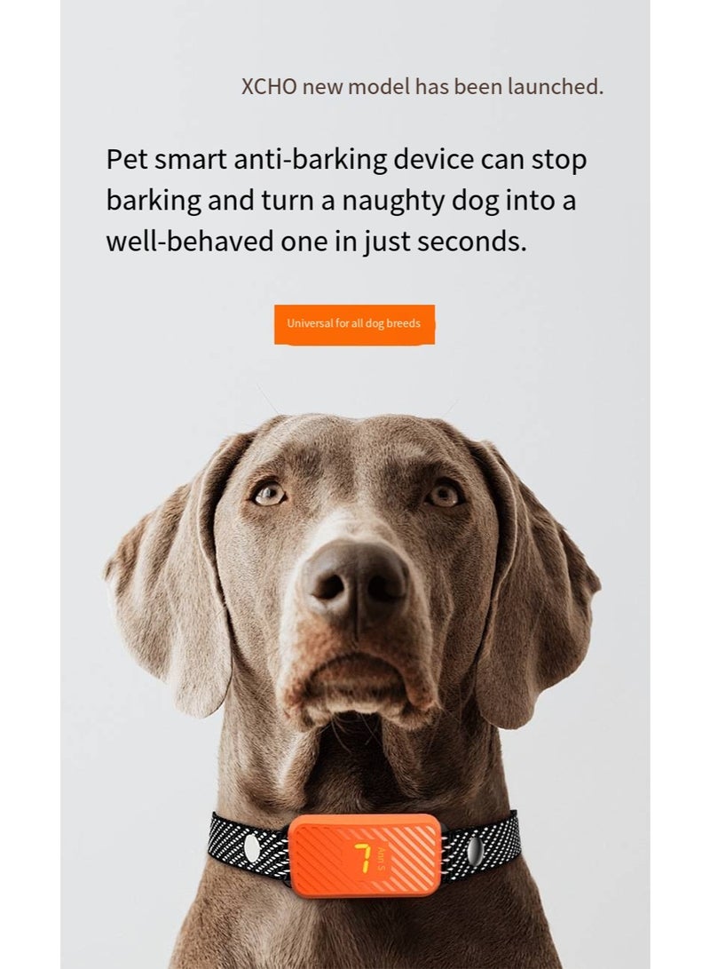 general Dog Bark Collar for Large Medium Small Dogs, Effective No-Bark Collar, Smart Barking Collar, Rechargeable Bark Collar with 7-Level Sensitivity, 3 Beep & Vibration Modes, Waterproof, Orange - Image 1