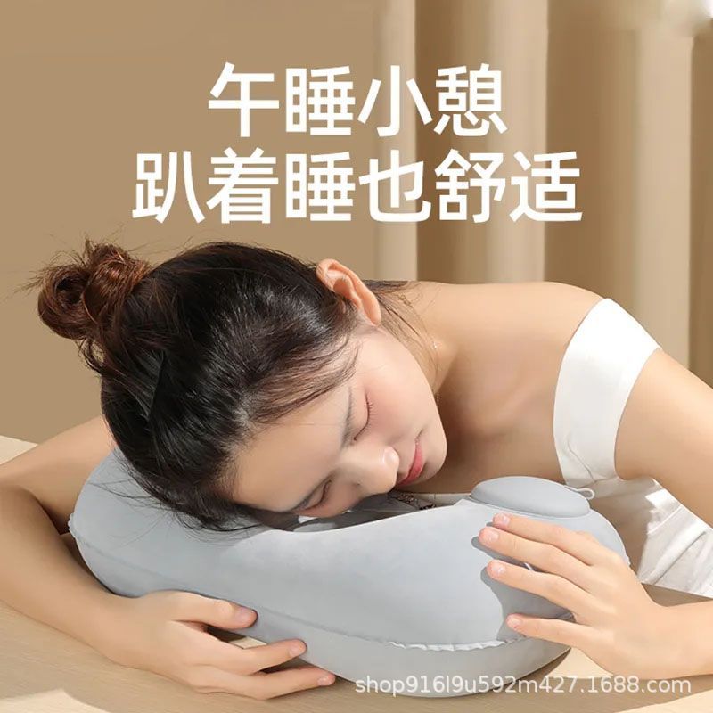 Press Inflatable Pillow Compressed U-Shaped Pillow Travel Supplies Vehicle Travel Travel Travel Work Home U-Shaped Headrest - Image 3