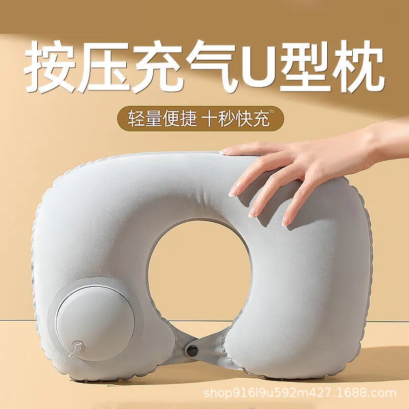 Press Inflatable Pillow Compressed U-Shaped Pillow Travel Supplies Vehicle Travel Travel Travel Work Home U-Shaped Headrest - Image 1