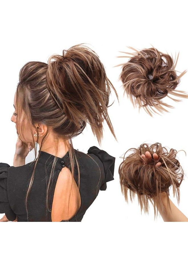 SIADEE Tousled Updo Messy Bun Hair Piece Scrunchies Synthetic Wavy Hair Extension Ponytail With Elastic Rubber Band Hairpieces Updo Extensions Scrunchies Hair Bun Chignon Instant Ponytail For Women 12H24 - Image 4