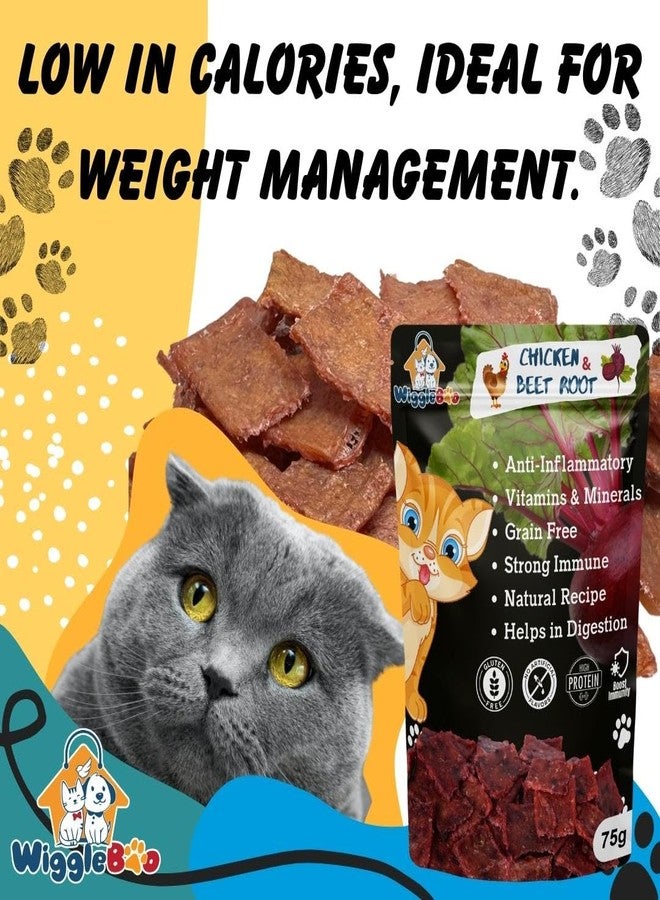 WiggleBoo مكافآت ويغل بو للقطط بنكهة الدجاج والشمندر | تدعم جهاز المناعة والهضم | وجبات خفيفة صحية مقرمشة | 75 غرام - Image 5