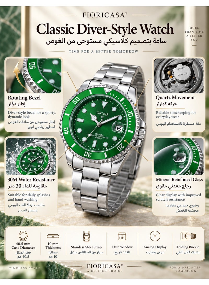 فوريكاسا طقم هدايا رجالي فاخر من FIORICASA مع ساعة وقلم وأزرار أكمام وعلبة هدايا فاخرة وحقيبة هدايا وبطاقة تهنئة - Image 4