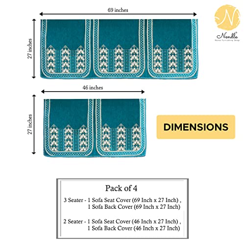 Nendle Luxurious Soft Velvet Abstract Design Sofa Cover 3 Seater and 2 Seater Slipcover Protector for L Shape Sofa Cover 5 Seater (Pack of 4, Sky Blue) - Image 2