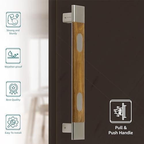 Plantex Heavy Duty Main Door Handle/14 inch Door Handle for Main Door/Pull Push Door Handle for Glass/Wooden Door with Satin and Wood Finish - Pack of 1 - Image 2