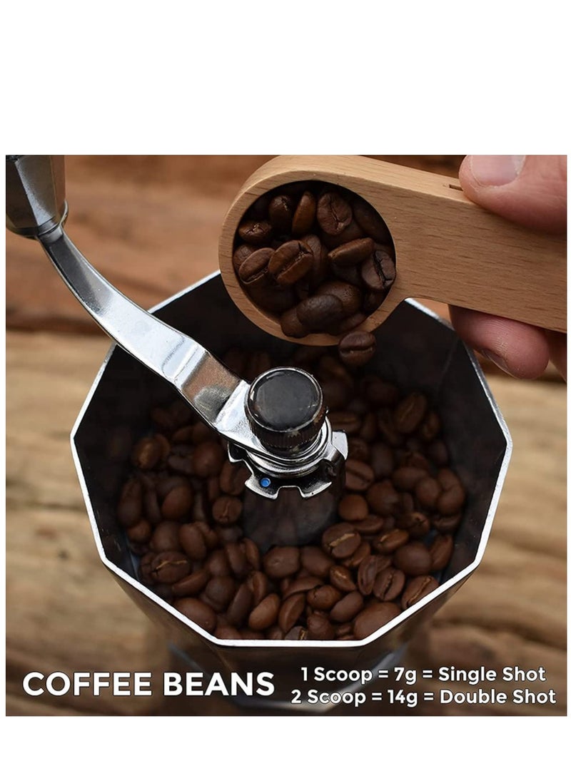 SYOSI مغرفة قهوة خشبية ومشبك حقيبة، ملعقة قياس 2 في 1 لختم الأكياس ملعقة قياس للفول، قهوة إسبريسو، شاي - Image 3
