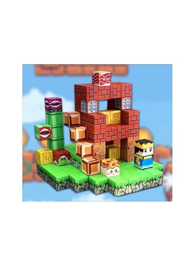 AirYoung 48PCS Magnetic Blocks,Build Mine World Set,Magnetic Blocks Building,Magnetic Tiles,Magnetic Construction Cube Toys,STEM Montessori Sensory Toys for Toddlers - Image 1