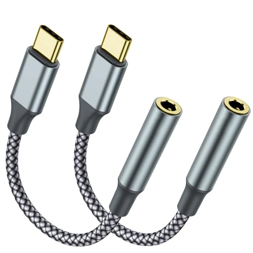 TIPSEAN USB C to 3.5mm Headphone Jack Adapter(2 Pack), USB-C to Aux Audio Dongle Cable for iPhone 17 Pro Max/17 Pro, 16/15 Pro Max, 16/15 Pro, Galaxy S23-S21 Ultra, Pixel, iPad Pro, MacBook (Gray) - Image 1