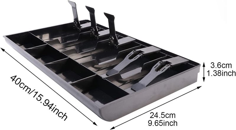 Drofail 5 Coins Tray Compartments Money Storage Box Money Register Cash Manual Push Open Cash Register Drawer Perfect for Hotel Supermarket and Shops - Image 2