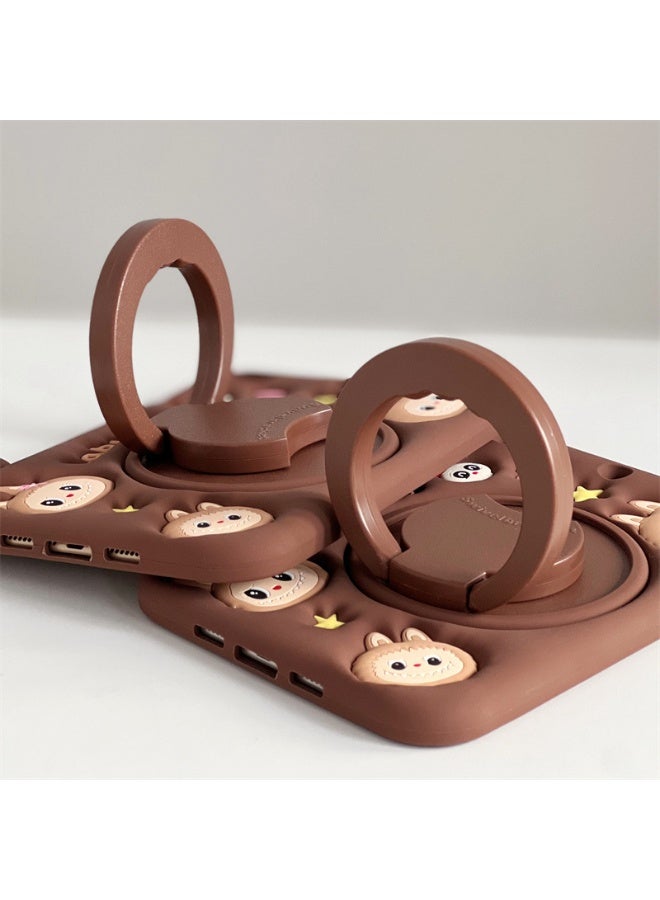 general Compatible with iPad A16 11th  2025- Cute Cartoon Silicone Case with Labubu Pattern | 360° Rotating Stand | Full-Body Protective Cover - Image 5