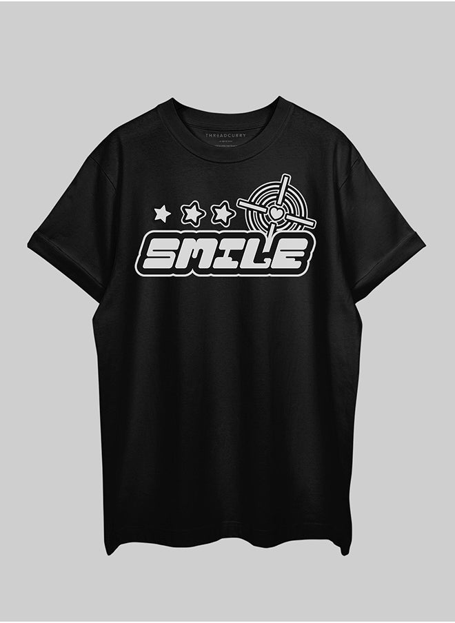 THREADCURRY THREADCURRY Smile Oversized Drop Shoulder Cotton Loose Printed T-Shirt for Men  - Image 2