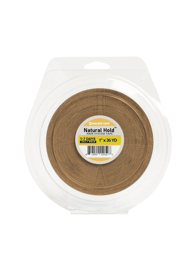 Walker Tape Natural Hold Tape Roll 1" x 36 Yds – Hypoallergenic Wig Adhesive for Poly Systems – Clear, Low-Residue, Daily Wear Hair System Tape – Semi-Dull Finish, Strong Hold, Easy Removal - Image 1
