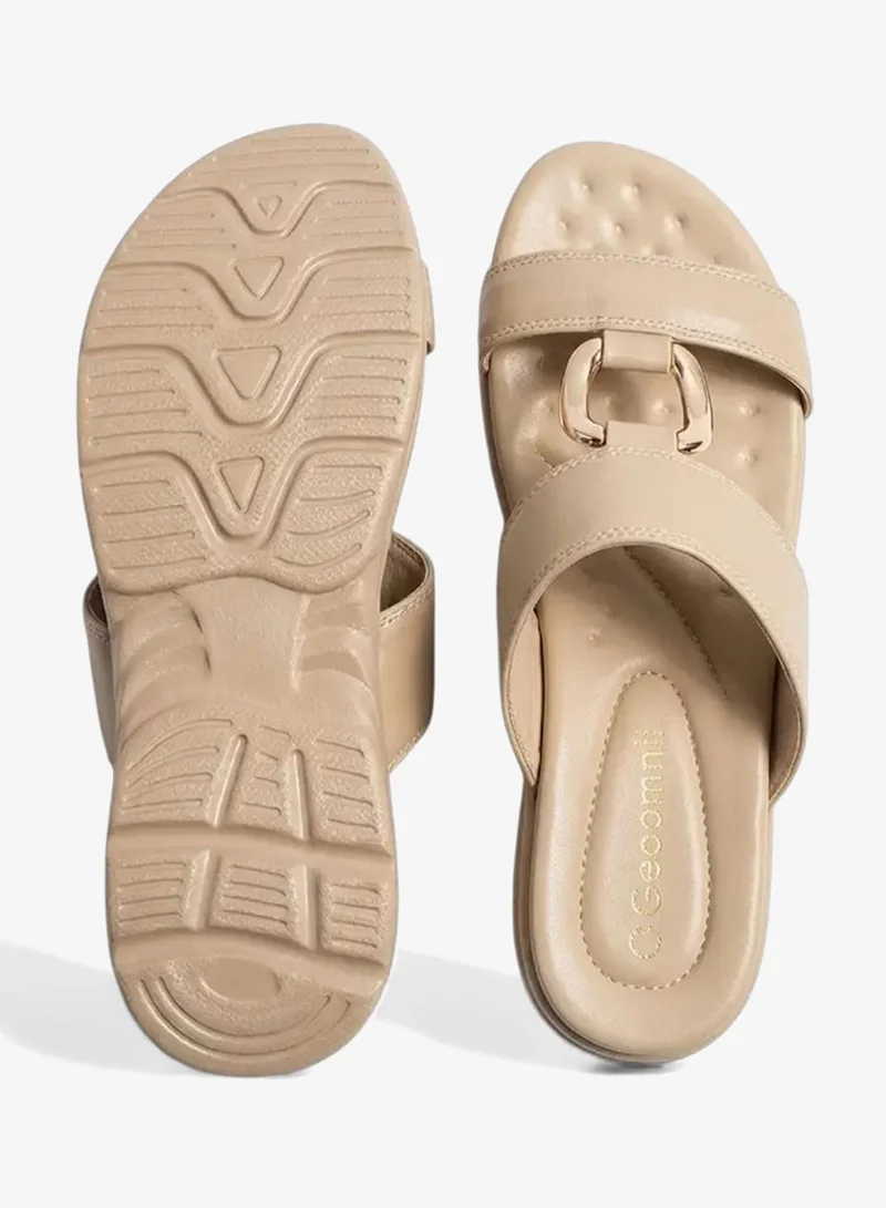 Geoomnii Beige Women’s Sandals with Back Strap – Comfortable, Stylish & Secure Fit for Women | Best Price UAE