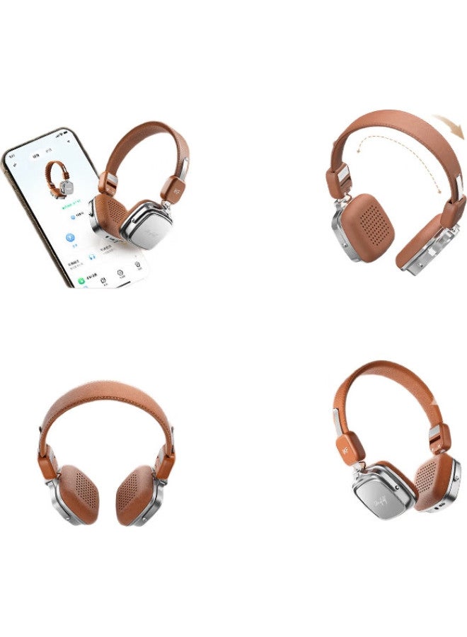iKF R2 Retro Headphones Bluetooth Wireless Trendy Little Red Book Hot Girl Photo Shoot Small Head Lightweight Meridian Wind American Korean Style Earphones Silver Brown - Image 2