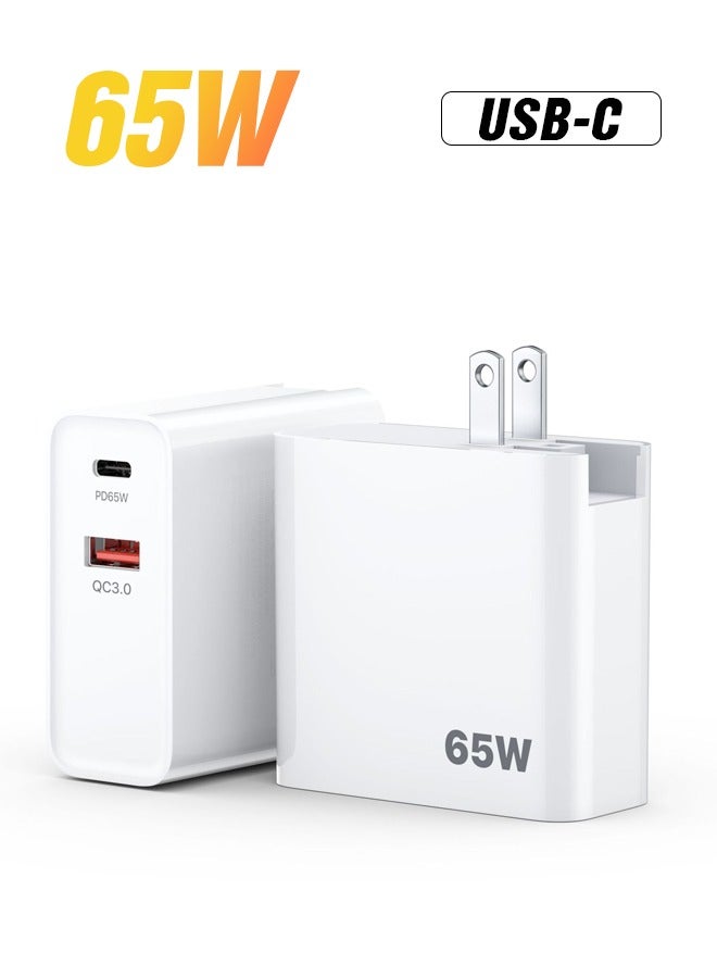 65W USB C Charger, PD QC 3.0 Fast Charging Type C Wall Charger Block, Power Adapter for iPhone 16 15 Pro Max iPad Pro AirPods Samsung S23 Google Pixel Tablet Switch