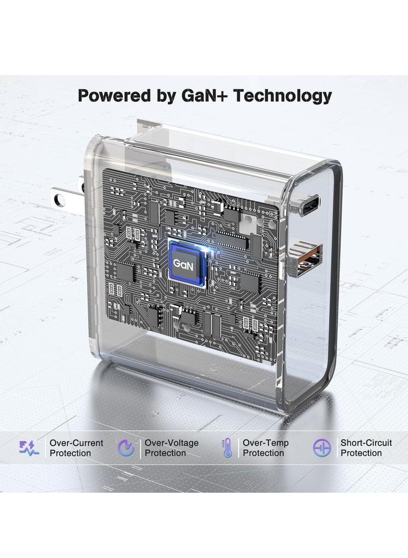 65W USB C Charger, PD QC 3.0 Fast Charging Type C Wall Charger Block,  Power Adapter for iPhone 16 15  Pro Max iPad Pro AirPods Samsung S23 Google Pixel Tablet Switch