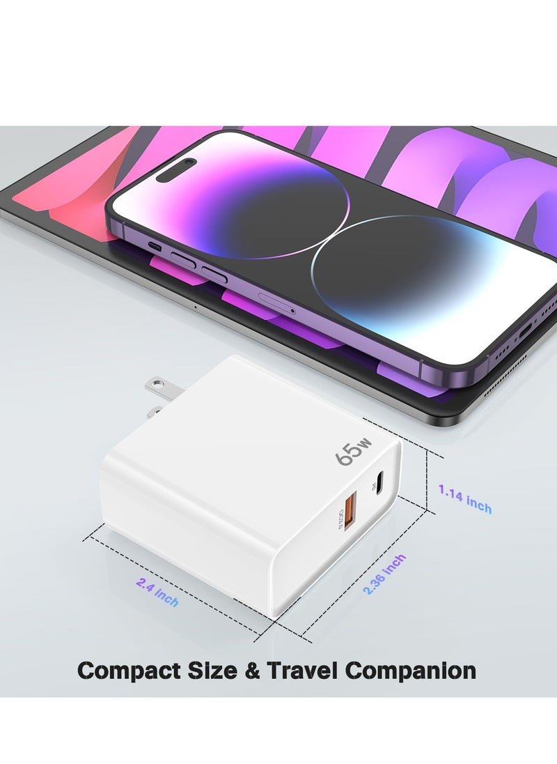 65W USB C Charger, PD QC 3.0 Fast Charging Type C Wall Charger Block,  Power Adapter for iPhone 16 15  Pro Max iPad Pro AirPods Samsung S23 Google Pixel Tablet Switch