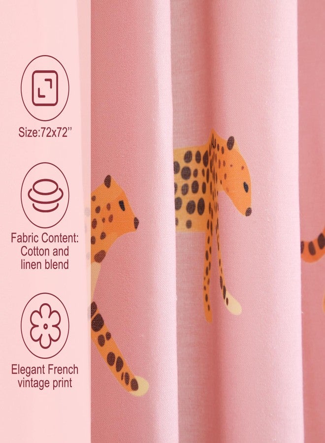 Mindsoft Leopard Shower Curtain for Bathroom 72 x 72 Inch Pink Tropical Animal Print Cotton Curtain with 12 Metal Hooks Waterproof Bathroom Decoration for Home Cheetah Trendy Style Bath Accessories - Image 3