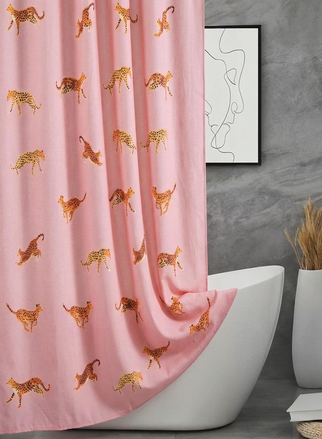 Mindsoft Leopard Shower Curtain for Bathroom 72 x 72 Inch Pink Tropical Animal Print Cotton Curtain with 12 Metal Hooks Waterproof Bathroom Decoration for Home Cheetah Trendy Style Bath Accessories - Image 2