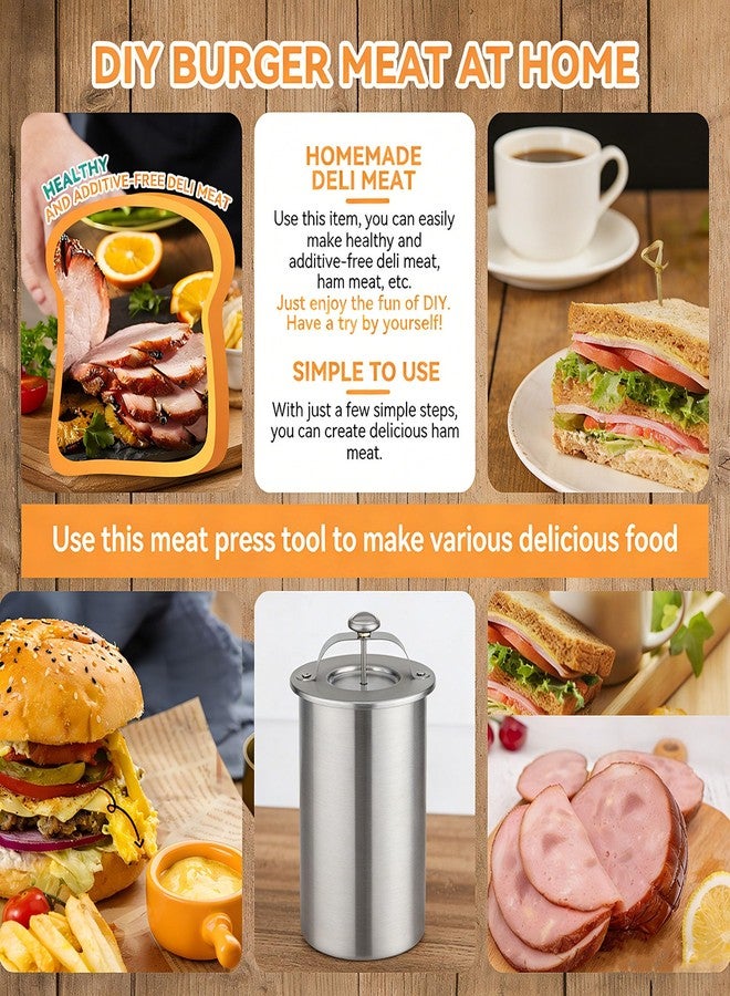 LYW Stainless Steel Ham Maker Meat Press with Thermometer,Homemade Lunch Meat Maker Mold with Spring-Loaded Platen for Cold Cuts, Meatloaf, and Sandwich Making - Image 2