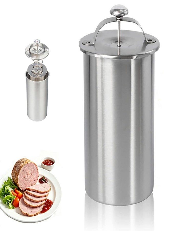 LYW Stainless Steel Ham Maker Meat Press with Thermometer,Homemade Lunch Meat Maker Mold with Spring-Loaded Platen for Cold Cuts, Meatloaf, and Sandwich Making - Image 1