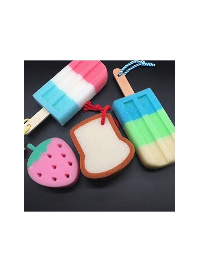klarako Bath Sponge, Shower Sponge Body Scrubber 2Pcs Ice Cream Bath Ball Random Style - Image 3