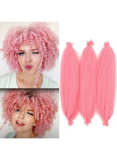 Pink Spring Twist Hair 24 Inch Marley Hair Prefluffed Springy Afro Twist Hair Twisted Up Kinky Twist Cuban Twist Crochet Hair Preseparated Braiding Hair For Black Women (24 Inch Pink 3 Pack)