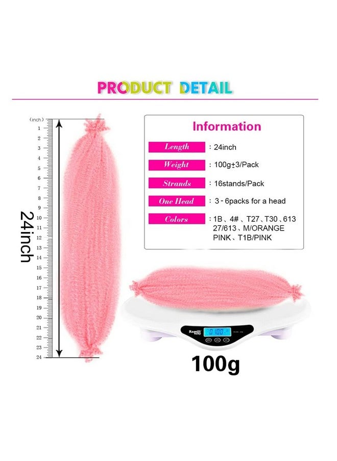 goodear - Pink Spring Twist Hair 24 Inch Marley Hair Prefluffed Springy Afro Twist Hair Twisted Up Kinky Twist Cuban Twist Crochet Hair Preseparated Braiding Hair For Black Women (24 Inch Pink 3 Pack) - Image 1