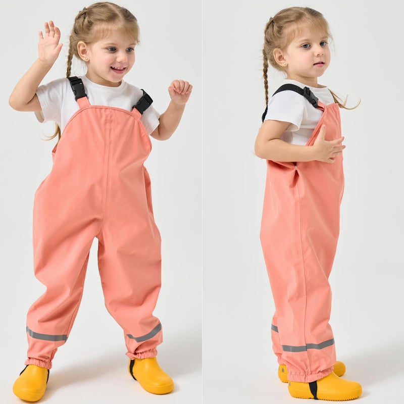 Fewlby Kids Rain Bib Pants, Toddlers Waterproof Suspender Dirty Proof Rain Wear - Image 5