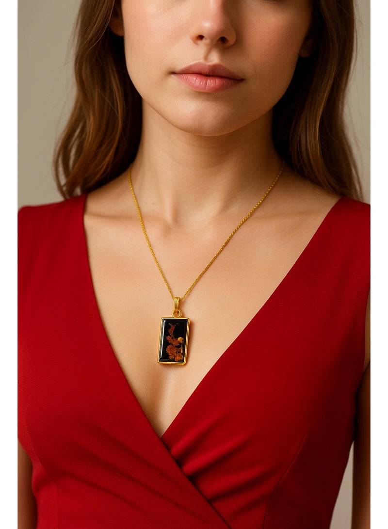 Ready For Chai Real Flower Resin Pendant Necklace – Handmade Botanical Jewelry in Gold | Nature Jewelry Gift for Her - Image 3