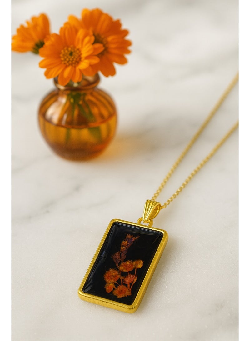 Ready For Chai Real Flower Resin Pendant Necklace – Handmade Botanical Jewelry in Gold | Nature Jewelry Gift for Her - Image 2