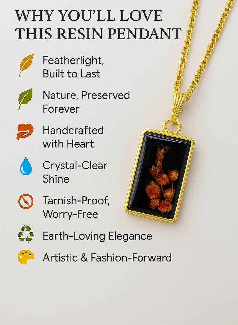 Ready For Chai Real Flower Resin Pendant Necklace – Handmade Botanical Jewelry in Gold | Nature Jewelry Gift for Her - Image 4