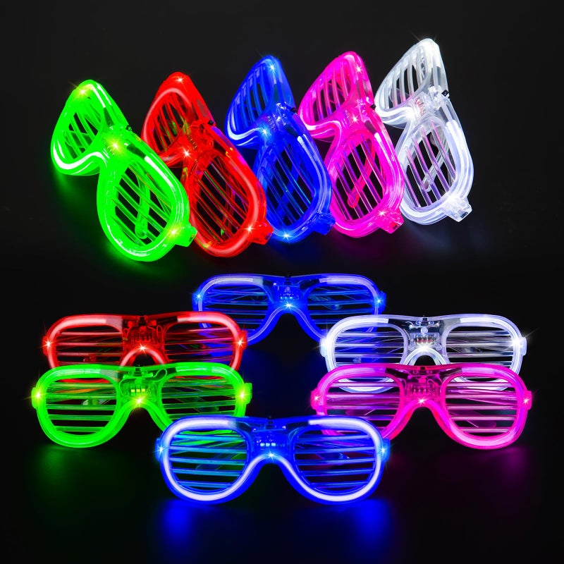 FathiSooc 25 Packs LED Glasses 5 Neon Colors glow in the dark party supplies Favor for Kids Adult Glow sticks Light Up Glasses fit Holiday Birthday Valentine's Day and Halloween Party Supplies Cosplay Christmas - Image 1
