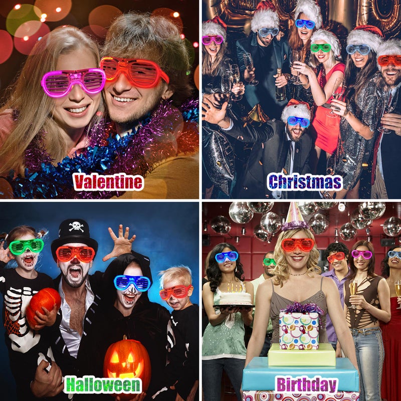 FathiSooc 25 Packs LED Glasses 5 Neon Colors glow in the dark party supplies Favor for Kids Adult Glow sticks Light Up Glasses fit Holiday Birthday Valentine's Day and Halloween Party Supplies Cosplay Christmas - Image 4