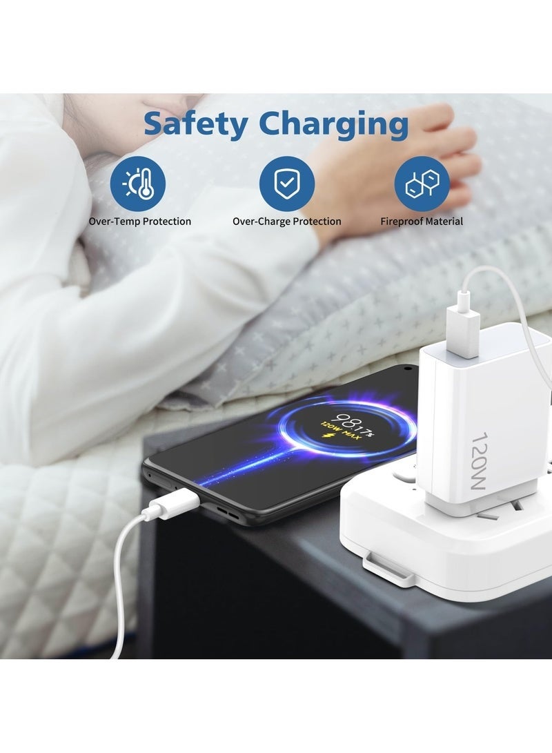 شاحن سريع 120 واط مع كابل سريع 1.0 متر من النوع C 5a، كابل USB C متعدد الوظائف ومحول شحن فائق السرعة لأجهزة Redmi وXIAOMI وPOCO - Image 3