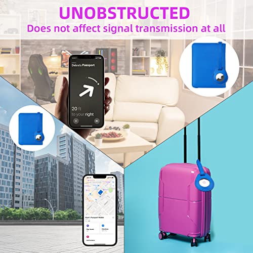 WALNEW AirTag Passport Holder, PU Leather Airtag Wallet RFID Blocking Passport Cover Travel Essentials Case for Women Men (Blue) - Image 5