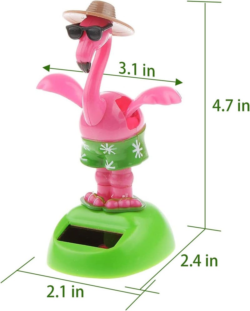 YGMONER Flapping Wings Flamingo Solar Powered Hawaii Style Shaking Ornaments Car Dashboard Dancer Bobble Head (Flamingo A) - Image 4