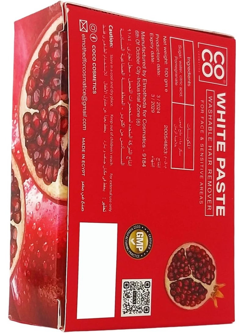 Coco White Paste Washable Hair Remover -  Pomegranate -100g - Image 4