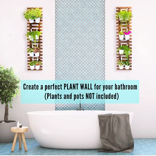 ShopLaLa Wall Planter - 2 Pack, Wooden Hanging Large Planters for Indoor Outdoor Plants, Live Vertical Garden, Plant Wall Mount Flower Pot Holder Hanger Stand Green Herb Wall Decor 47.2" (120cm) - Image 5