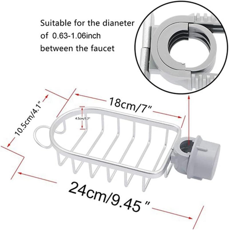 Jumix Jumix Faucet Storage Rack Adjustable Rag Draining Under Sink Rack Kitchen Bathroom Soap Storage Holders Shelves Stainless Steel Sink Organizer Towel Holder for Sponges Floating Shelves SILVER1PC - Image 4