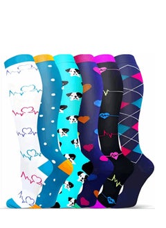 (6 Pairs) Girls Series Compression Socks - Optimal Support for Running and Travel M/L   20~30mmHg