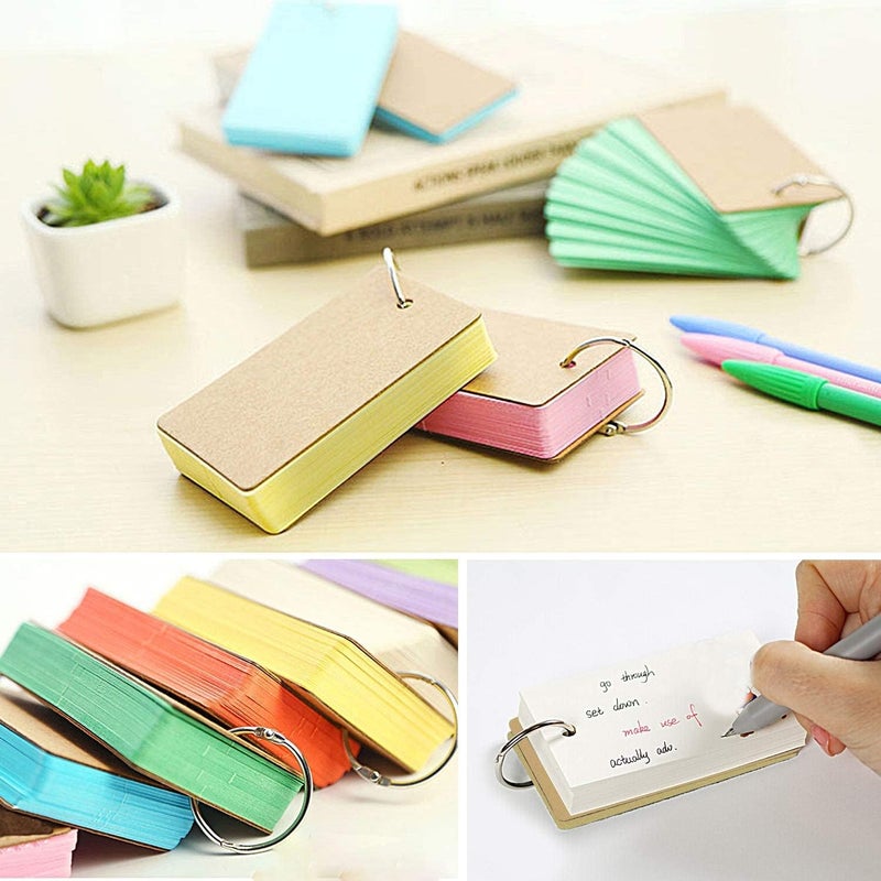 HZYH 350 Multicolor Kraft Paper Study Cards with Binder Ring - Perfect for Memo, Note, and Greeting  Cards - Image 3