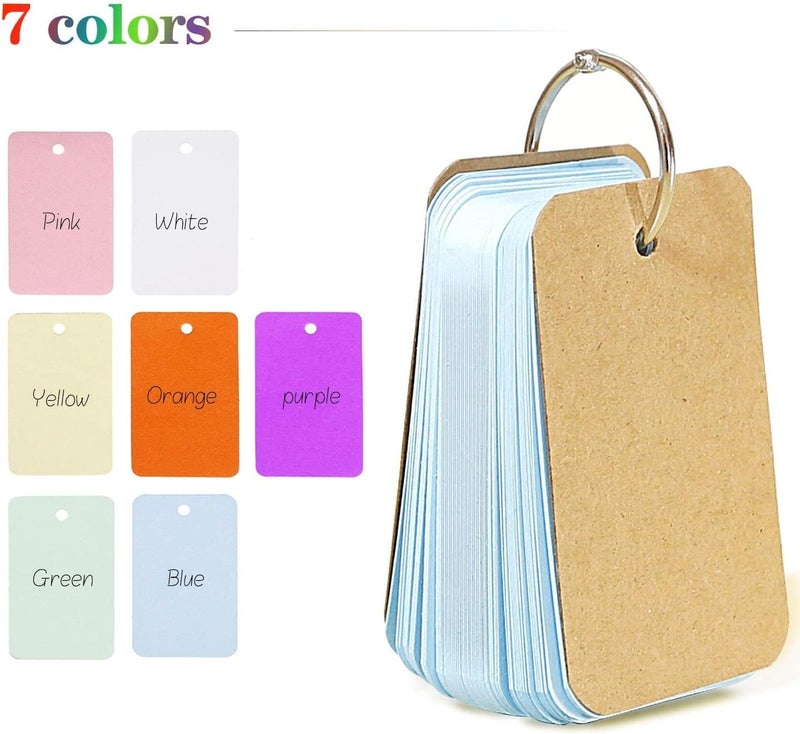 HZYH 350 Multicolor Kraft Paper Study Cards with Binder Ring - Perfect for Memo, Note, and Greeting  Cards - Image 4