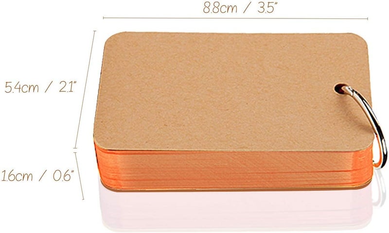 HZYH 350 Multicolor Kraft Paper Study Cards with Binder Ring - Perfect for Memo, Note, and Greeting  Cards - Image 2