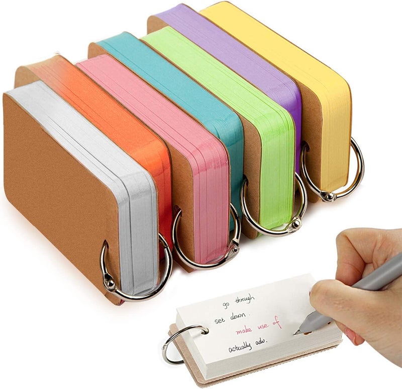 HZYH 350 Multicolor Kraft Paper Study Cards with Binder Ring - Perfect for Memo, Note, and Greeting  Cards - Image 1