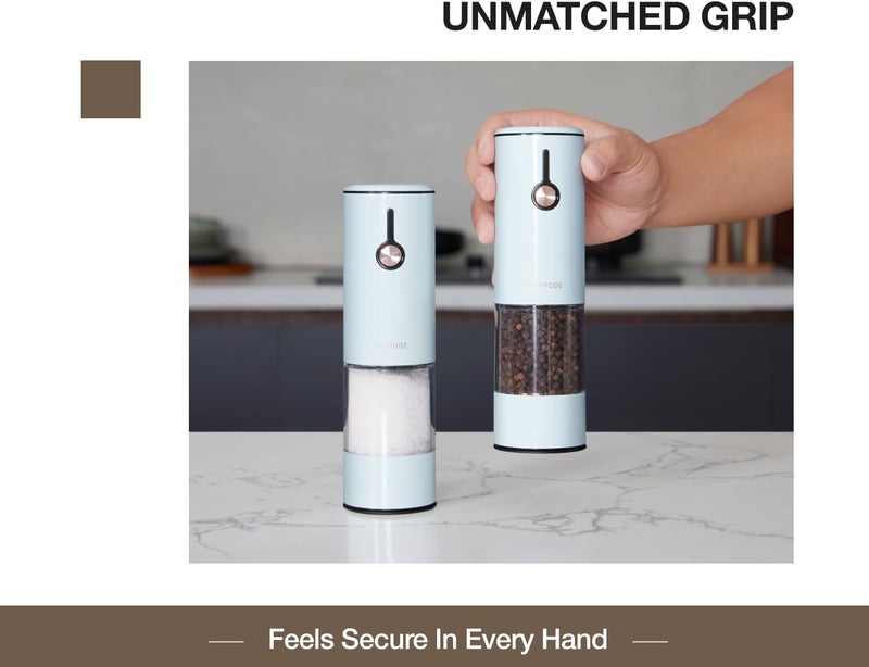 GORMODE Electric Pepper Grinder and Salt Mill Set - Large Capacity USB Rechargeable Automatic Grinder with Dual LED Lights, One-Handed Operation & Slide Cover - Brushed Stainless Steel - Image 3