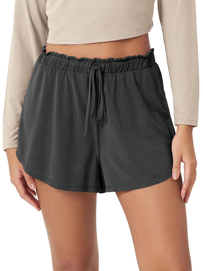 ODODOS Modal Soft Lounge Shorts for Women Drawstring High Waist Casual Sleepwear Lightweight Cozy Pajama Bottom, Black, Large - Image 1