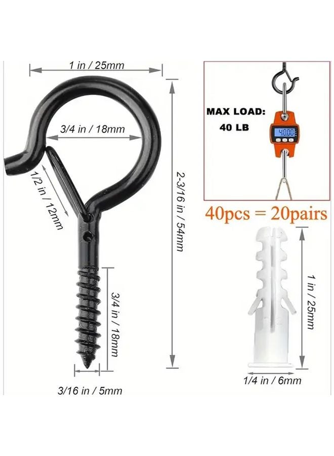 40 قطعة من خطاف تعليق نباتات السقف مع مشبك أمان مضاد للسقوط للإضاءة الخارجية المعلقة - Image 1