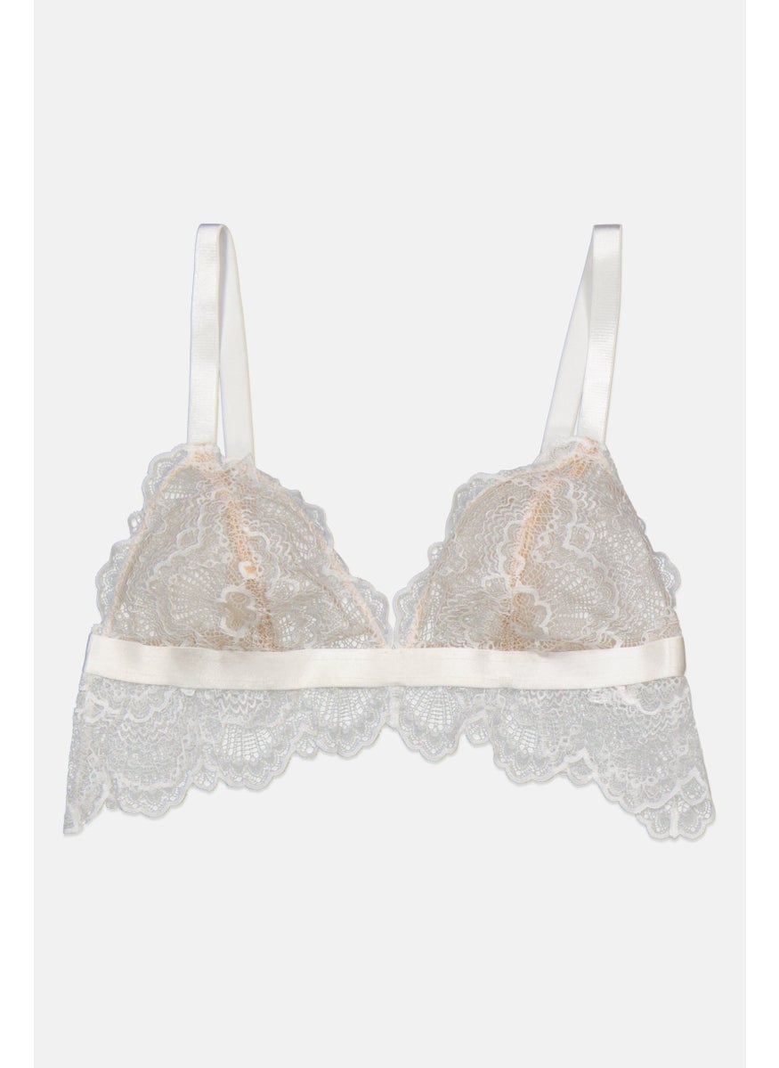 Asos Design Women Non Padded No Wire Rosie Lace Bra, White  - Image 1