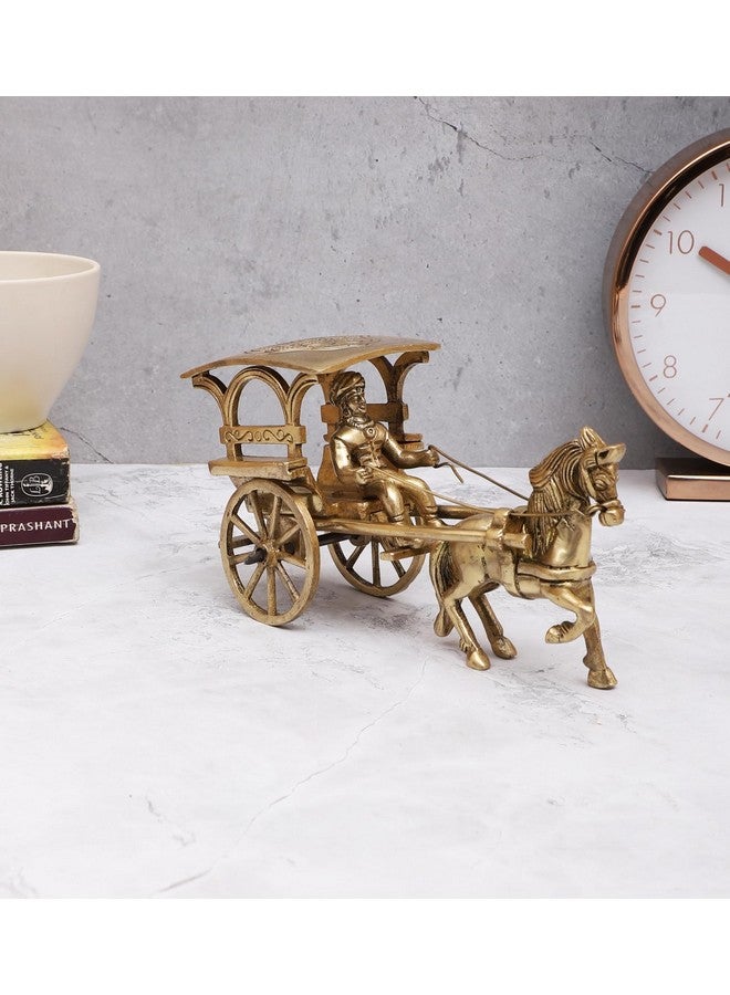 Two Moustaches Brass European Horse Carriage Showpiece, Brass Showpiece for Home Decor, Standard, Antique White, Pack of 1 - Image 3